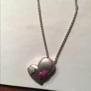 Heart Pendant Necklace with Pink and Silver Accents
